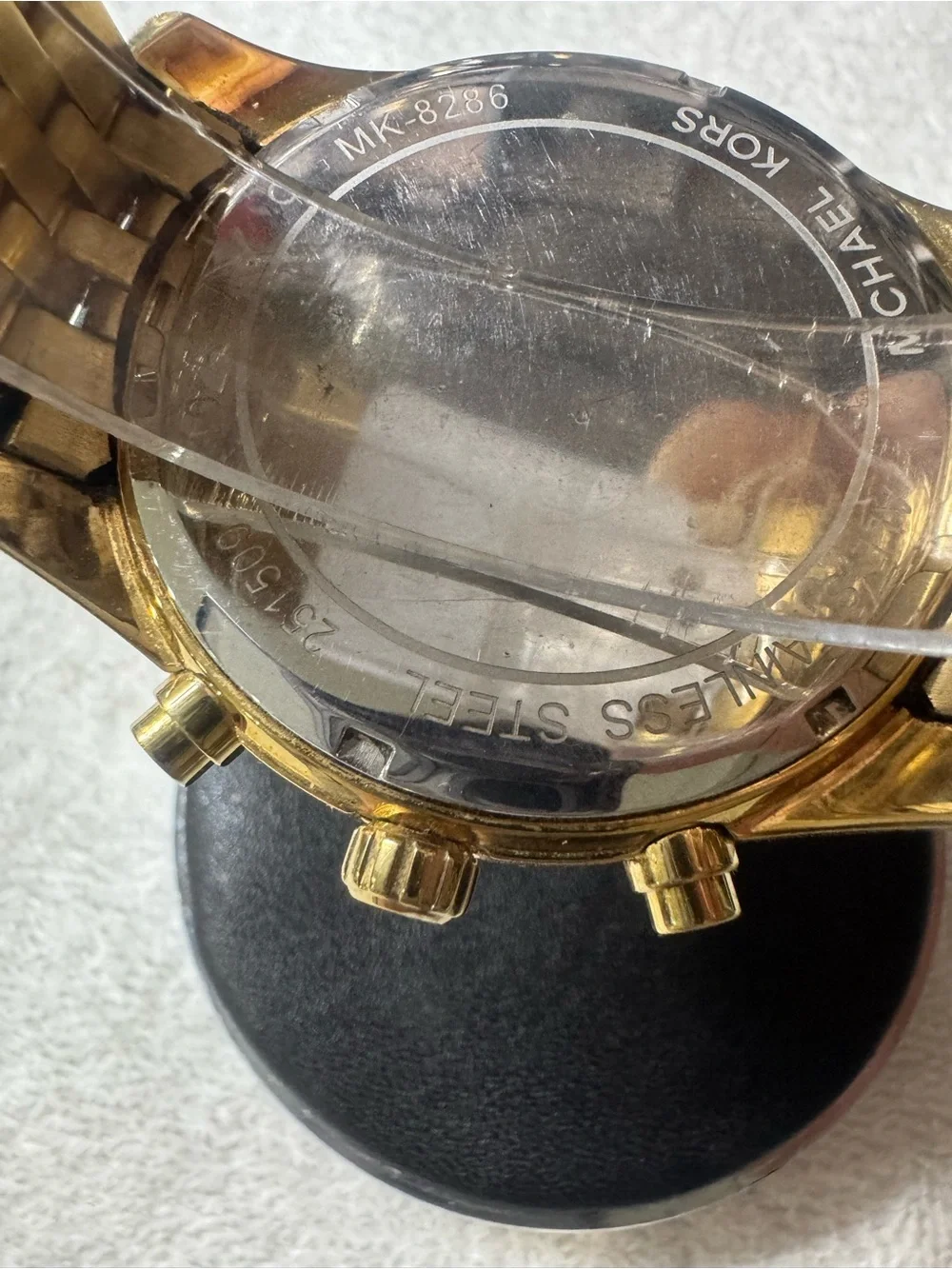 Michael Kors Gold-Tone Case with Black Dial Chronograph Watch